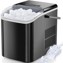 Countertop Ice Maker, Self-Cleaning Portable Ice Maker Machine with Handle and Ice Scoop 9Pcs/6Min 26.5Lbs/24H Black