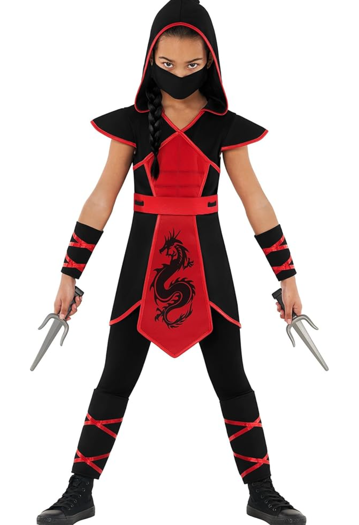 Morph Ninja Costume for Girls - Red Ninja Outfit Kids Fun Costume for Halloween and Parties
Medium