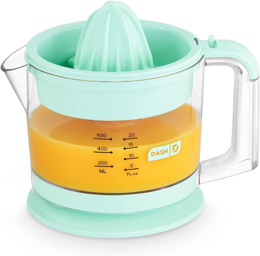 Dash Dual Electric Citrus Juicer Machine - Orange Juicer and Lemon Squeezer with Auto-Reversing Reamer, Adjustable Pulp Control, Mess-Free Spout, 20 oz Juice Container-Lime Squeezer for Home - Aqua