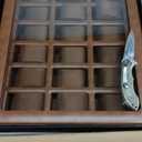 ROTHWELL 18-Slot Watch Case with Drawer – Luxury Watch Box for Men, Real Glass Top, Lockable, Display Case for Collections (Tan/ Brown)