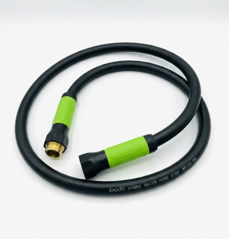 YOTOO Heavy Duty Hybrid Garden Lead in Water Hose 5/8-Inch by 5-Feet 150 PSI, Kink Resistant, All-Weather Flexible with Swivel Grip Handle and 3/4" GHT Solid Brass Fittings,  Green+Black WP 200