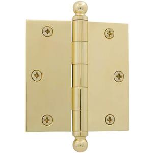 Nostalgic Warehouse 728348 3.5" Ball Tip Residential Square Corners Door Hinge, Polished Brass, 1 Count (Pack of 1)