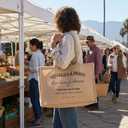 KAF Home Jute Market Tote Bag with Handles, Voyages