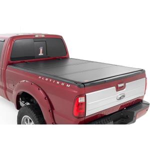 Rough Country Hard Tri-Fold Truck Bed Tonneau Cover for Ford F-250/F-350 Super Duty (1999-2016) - Aluminum Flip-Up Folding Bed Cover, Fits 6'10 (81.0-82.4") Bed