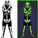 Morphsuits Skeleton Costume Kids, Glow In The Dark Skeleton Costume, Halloween Costumes for Kids, Boys Halloween Costume, Size: XXL