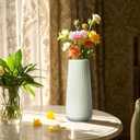 2 x White Ceramic Vase 8" H - Small Flower Vase for Pampas Grass, Office Desk Decor, Minimalist Home Decor for Bedroom, Kitchen Shelf, Restaurant Table Centerpiece