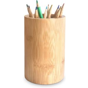 Sophie & Panda Bamboo Pen Holder Tooth Brush Holder - Don't Miss This Extremely Versatile and Beautiful Cylinder Bamboo Storage Organizer Chopstick Holder Makeup Brush Holder Utensil Caddy
