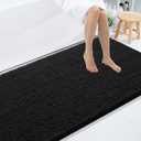 Smiry Luxury Chenille Bathroom Rugs 40x24, Extra Soft and Absorbent Shaggy Bath Mat, Machine Washable, Non-Slip Plush Carpet Runner for Tub, Shower, and Floor, Home Decor Accessories, Black