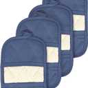 Ritz Premium Pot Holders & Heating Pads (4-Pack), 8.5" x 5.5", Heat Resistant, 100% Cotton Terry-Looped Pocket, for Kitchen and Barbeque, Federal Blue