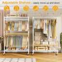 ULIFHOME P4 Plus Rolling Clothes Rack Heavy Duty, Clothing Racks for Hanging Clothes, Free Standing Garment Racks with Wheels, Portable Closet Rack 45''W 20.5''D 80.5''H, Max Load 570 Lbs, White