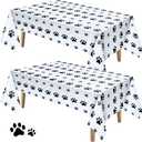 Tatuo 2 Pcs Puppy Paw Print Plastic Tablecloth Disposable Table Cover Puppy Themed Birthday Party Decorations for Dog Party Supplies (Black,108 x 54 Inch)