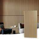 Art3d 2 Wood Slat Acoustic Panels for Wall and Ceiling - 3D Fluted Sound Absorbing Panel with Wood Finish - Oak, 2pcs - 47.223.6in.