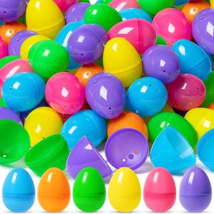 V-Opitos 50 PCS Easter Plastic Eggs, Bulk 2.4'' Empty Eggs in 6 Colors, Hinged Fillable Eggs for Easter Egg Hunt, Basket Stuffers Fillers, Easter Party Favor for Kids