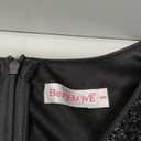 BeryLove Long Sequin Dress for Woman High Low Vintage A Line Wedding Formal Swing Mesh Dress S003 Black S