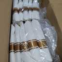 Liacere 350PCS Gold Plastic Plates-Disposable White and Gold Plates 50guest Baroque Plastic Dinnerware include 100Plates, 50Pack Pre Rolled Napkins with Silverware 50Cups for Wedding & Mothers Day