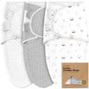 3-Pack Organic Baby Swaddle Sleep Sacks - Swaddles for Newborns, Infant 3-6 Months, Baby Girls, Boys, Soft & Snug Newborn Sleep Sack, Nursery Swaddling Blankets (Nordic, L)