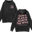 Christian Graphic Hoodies for Women God Bible Verse Oversized Hoodie Religious Letter Print Acid Wash Sweatshirts (Black, M)