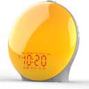 Wake Up Light Sunrise Alarm Clock for Kids, Heavy Sleepers, Bedroom, Upgraded Full Screen with Sunrise Simulation, Sleep Aid, Dual Alarms, FM Radio, Nightlight, 14 Colors, 7 Sounds, Fabric Light Gray