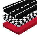 3 x 3 Pack Racing Baby Changing Pad Covers, Racing Transportation Changing Table Cover for Baby, 32'' x 16'' Safe Snug Fitted Diaper Table Sheet Fits Standard Changing Tables and Dressers