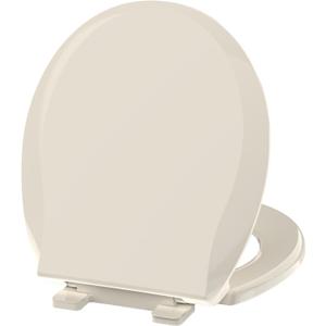 Toilet Seat Round 16.5 inch, Toilet Seat Soft Close No Slam Quiet, Easy Installation and Never Loosen, PP Safe Material, 24M Support, Almond