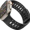 Silicone Loop Band for Apple Watch Series 1/2/3/4/5/6/7/8/9/10/SE/Ultra 1/2, Double Lock Sport Strap with Buckle Pin & Magnetic Adsorption for iWatch 42/44/45/46/49mm (Black)