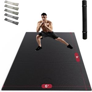 HAPBEAR Extra Large Exercise Mat-7'x5'/6'x8'/6'x9'/6'x10'/6'x12'x8mm(1/3 inch),Non-Slip, Ultra Durable, Thick Workout Mats for Home Gym Flooring Cardio, Yoga Mats for Fitness, High-Density Exercise Mat, Shoes-Friendly