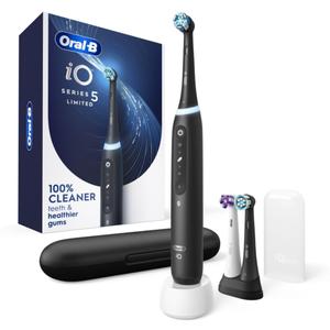 Oral-B iO Deep Clean + Whiten Rechargeable Electric Toothbrush with Visible Pressure Sensor, 2 Minute Timer, 5 Cleaning Settings, 1 iO5 Limited, 3 Toothbrush Heads, Travel Case & Refill Holder, Black Oral-B iO Deep Clean + Whiten Rechargeable Electric Toothbrush with Visible Pressure Sensor, 2 Minute Timer, 5 Cleaning Settings, 1 iO5 Limited, 3 Toothbrush Heads, Travel Case & Refill Holder, Black