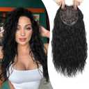 UDU Curly Hair Topper 20inch Natural Curly Hair Toppers for Women with Thinning Hair, Lightweight & Breathable Wiglets for Thinning Hair, Full Coverage, Perfect for Daily Use, Styling, Cosplay (1B#)