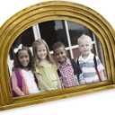 Isaac Jacobs 4x6 Horizontal Gold Arc Resin Picture Frame with Gradient Design, Decorative Photo Frame, Tabletop & Wall Display, Hanging Display & Home Decor (6x4, Gold)