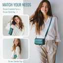 Wallet Case Compatible with iPhone 11 RFID Blocking 7-Card Holder Soft PU Leather Magnetic Snap Shoulder Strap Zipper Pocket Phone Case Fit for iPhone 11 for Women 6.1" - Blue Green