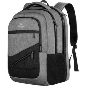 MATEIN Extra Large Laptop Backpack 18.4 Inch, Airplane Approved Travel Backpack with Luggage Strap and Anti Theft Pocket, 50 L College Computer Carry On, Gifts for Business Work Men, Grey Black