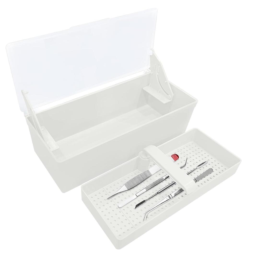 TTKBHHQ-Dental Instrument Sterilization Box, Cold Sterilization Tray Depository for Plastic Instruments for Dentistry, Dental Tools, Tattooing, and Nail Care. (white)