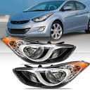 OLDANI Headlight Assembly for Hyundai Elantra 2011 2012 2013, Driver Side Halogen Headlamp with Clear Lens Black Housing Amber Reflector (All Bulbs Included), 1 PC,92101-3y000 ‎HY2503161