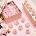DEEKIN 48 Pcs Valentine Glitter Rubber Ducks 2" Pink Ducks Valentine Party Favors Decorations for Lovers Anniversary Celebration Couples Gift