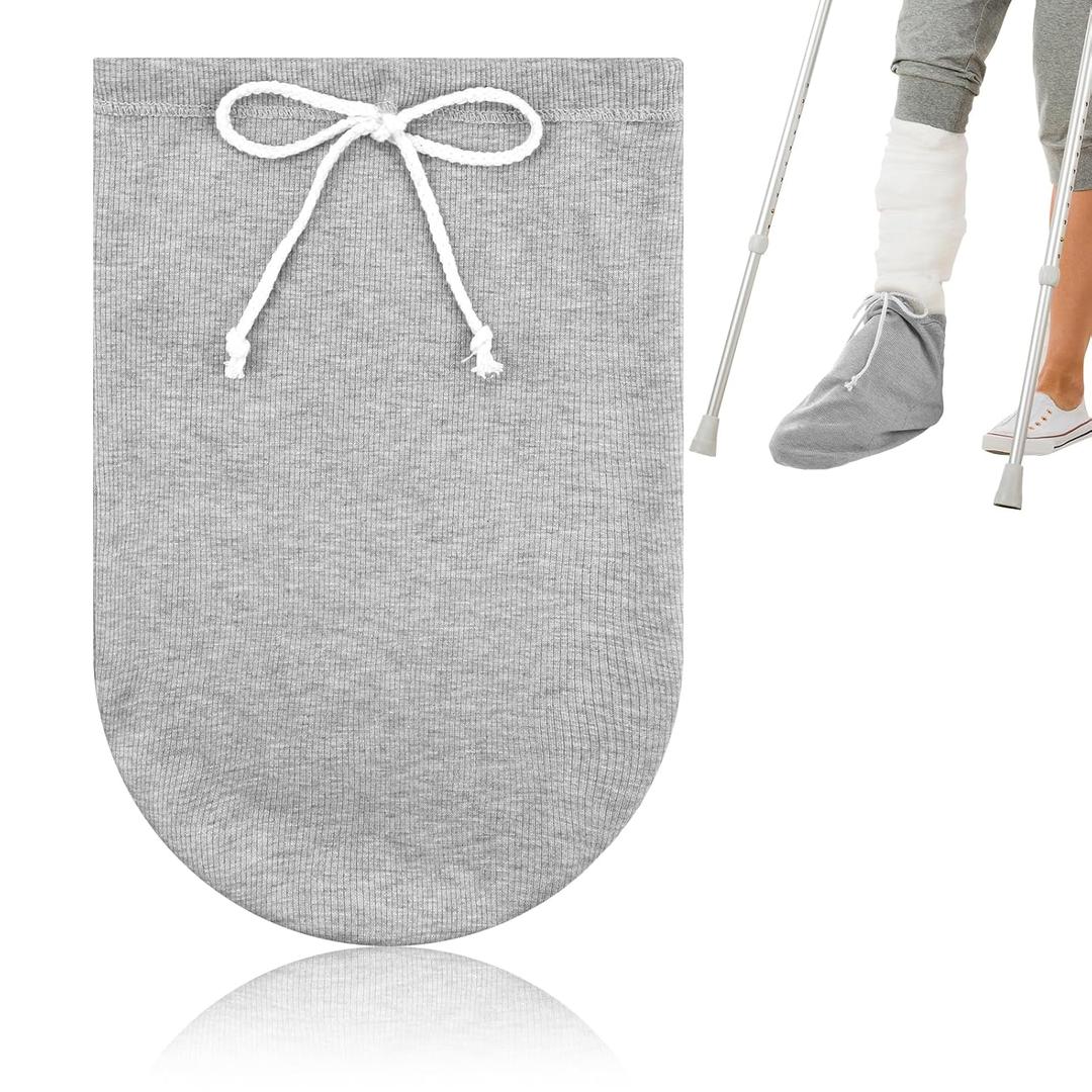 Cast Sock Cover for Foot, Cast Cover for Foot, Leg Cast Cover, Adjustable Drawstring Foot Cast Cover for Men and Women (Grey) (14 Inch)