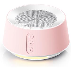 BGOVERSS White Noise Machine with Night Light  20 Soothing Sounds, 10 Color Lights, 5 Timer Settings & Memory Function, Portable Sleep Sound Machine for Baby Nursery, Kids & Adults, Pink