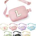 YOOLIFE Gifts for Girls Teen Girls - Initial Crossbody Bag for Girls Teens Belt Bag Fanny Pack, Personalized Preppy Stuff Dance Gifts for Teen Girls Kids, Birthday Gifts for Girls, Pink