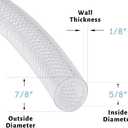 DAVCO 5/8" ID - 10 ft Heavy Duty Braided Clear Plastic Vinyl Tubing with 2 Stainless Clamps, Flexible High Pressure Reinforced PVC Plastic Tube Hose, Non-toxic, BPA Free