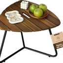 Portable Adirondack Side Table 15"H - Wood & Metal Patio Table for Indoor & Outdoor Use - Small Outdoor End Table for Picnic, Camping, Adirondack Chair, Great Father's Day Gift | Golden Teak Finish