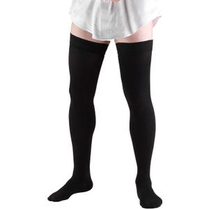 Truform Compression Socks, 20-30 mmHg, Men's Dress Socks, Thigh High Over Knee Length, Black, Large (Large (1 Pair))
