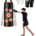 Hanging Punching Bag for Kids, 2FT PU Leather Kicking Bag with Boxing Bag Gloves, Heavy Bag Boxing Equipment for Training Karate Muay Thai Kick Taekwondo(Unfilled)