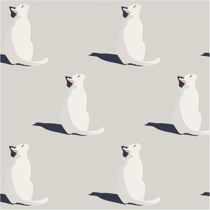 HAOKHOME Cat Peel and Stick Wallpaper Removable Renter Friendly Wall Paper Gray/White/Navy Self Adhesive Contact Paper for Bedroom Nursery Bathroom 17.3in x 9.8ft