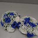 BLOSMON Fake Flowers Ball Wedding Centerpieces 2 Pcs Royal Blue Rose Babys Breath Artificial Flower Center Pieces Decoration for Table Faux Silk Floral Bouquet Arrangements for Home Party DIY Decor