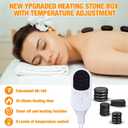 Hot Stones Massage Set 18 Pieces Basalt Hot Rocks Massage Rocks Kit Black Smooth Stones for Professional Home Spa Warming Relaxing Pain Relief, Constant 50c (122f)(Adjustable Temperature)