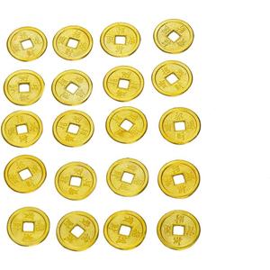 Fengshuisale 20pcs Chinese Fortune Coins Feng Shui Golden Double Dragon Coin W Gift Bag W1769