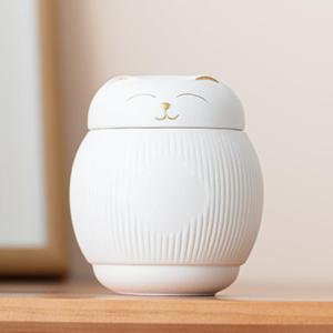 Ceramic Cat Urn for Ashes - Pet Memorial Box with Secure Lid, Cremation Keepsake for Cats (15 lbs)White