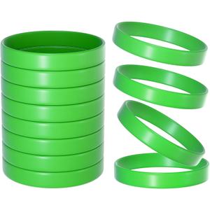 Morcheiong 12 Pieces Silicone Bracelets- Green Color Blank Rubber Wristbands for Adults Teen Party Favors