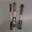 Jessup Face Makeup Brushes 3pcs Double Ended Makeup Brush Set for Foundation Contour Blush Highlight and Powder, Premium Synthetic Make up Brushes Peach Dust T508