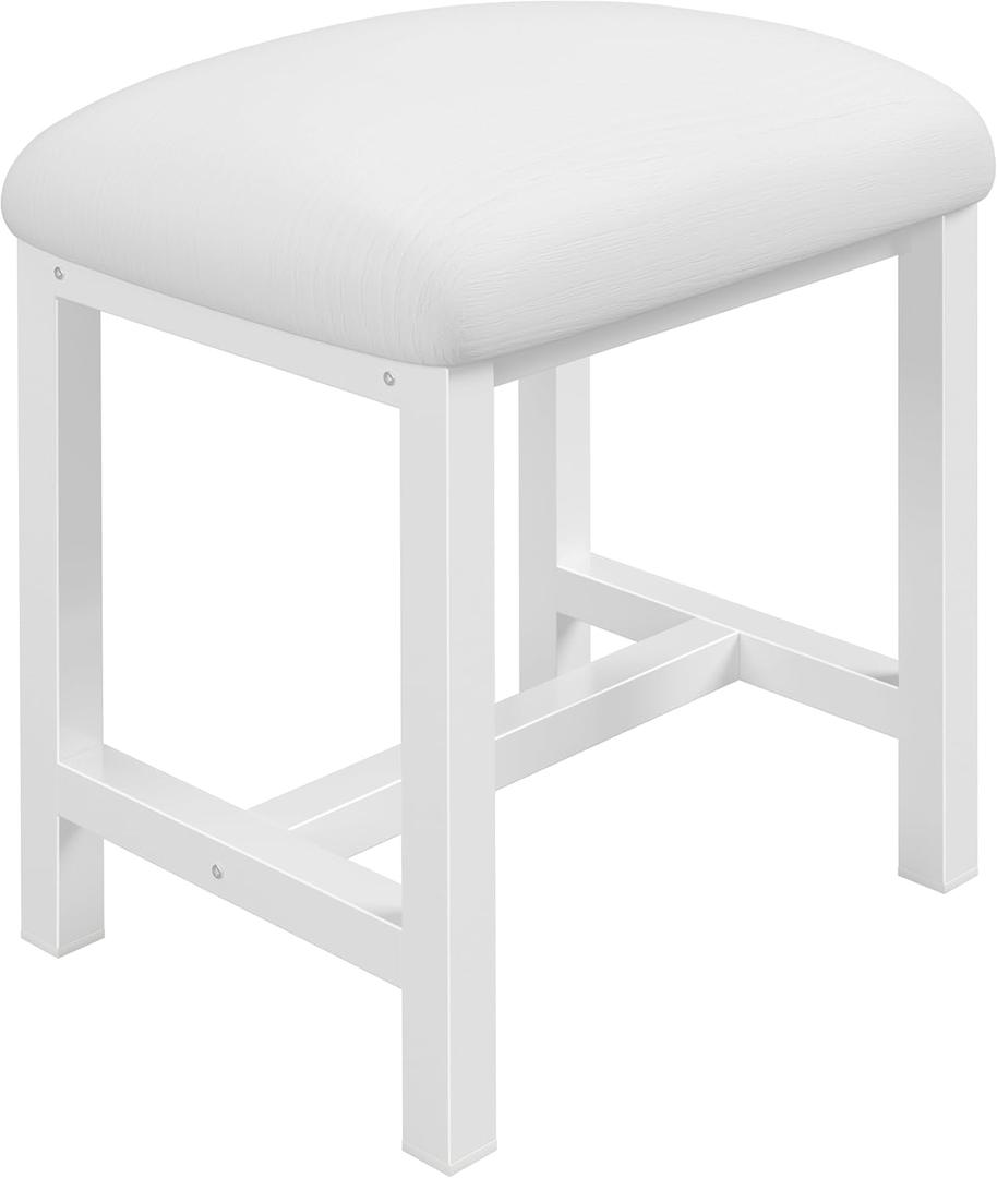 KAI-ROAD Small Vanity Stool, Cute Vanity Stools with Cushion, White Makeup Vanity Chair for Small Spaces, Living Room, Bedroom, Bathroom, Entryway, Ottoman Foot Rest for Couch Sillas Modern