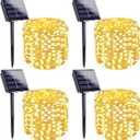 4-Pack Solar String Lights for Outside, Total 400LED Solar Fairy Lights Waterproof, Outdoor Twinkle Lights Copper Wire 8 Modes Solar Outdoor Lights for Xmas Tree Garden Party Wedding Decor(Warm White)